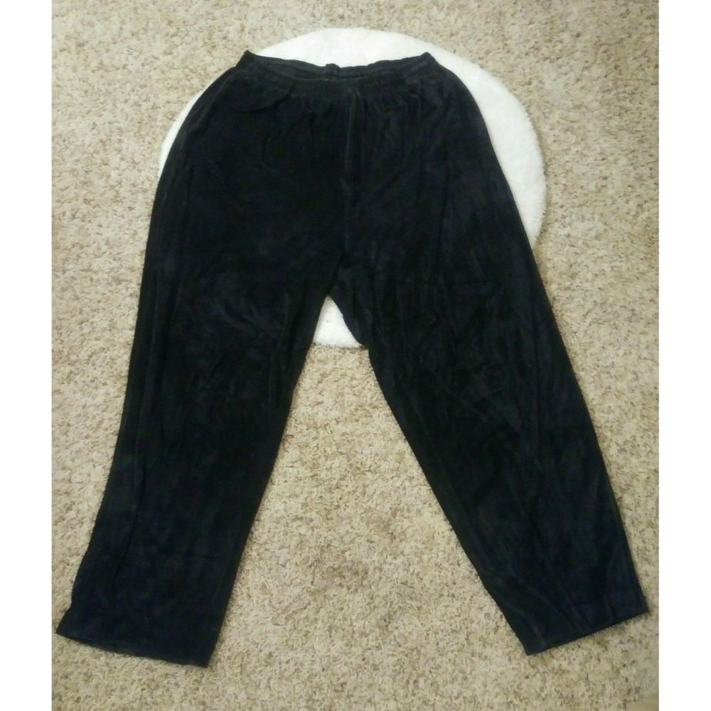 Taylor & Henry Womens Black Velour Pants Comfortable Warm Casual Pockets XL 1X